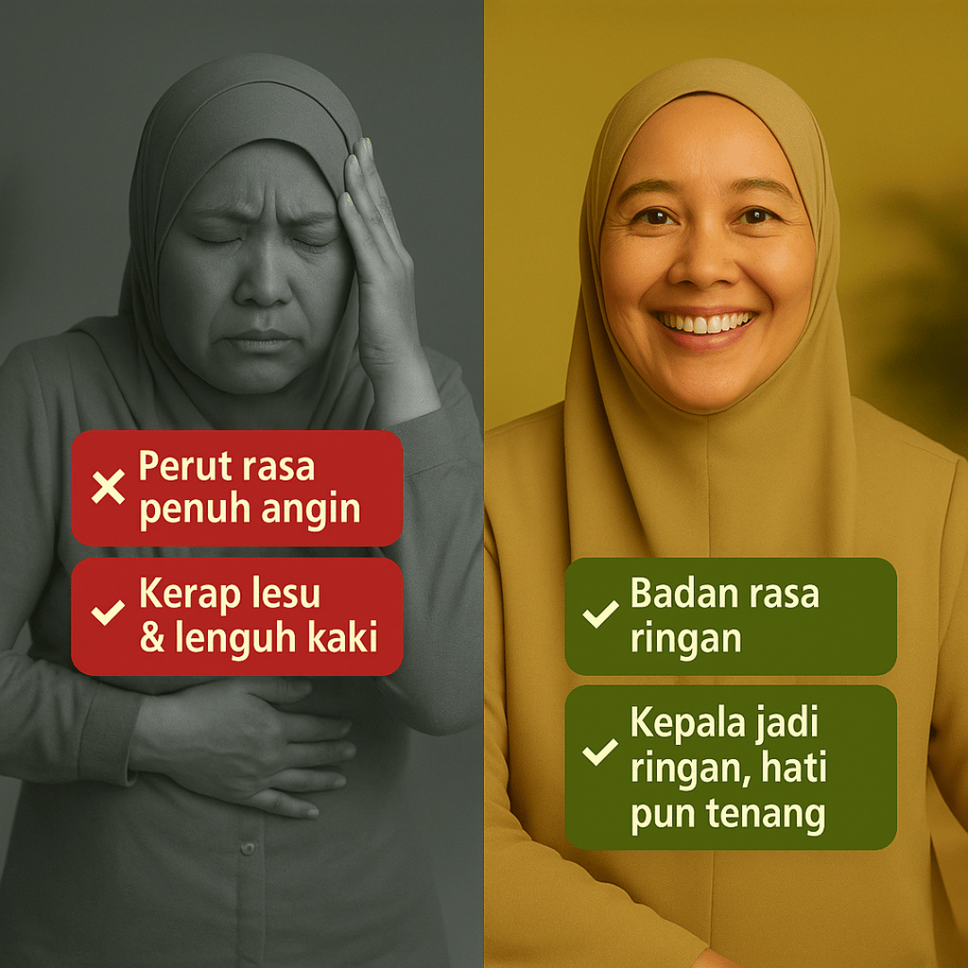 Wanita sebelum dan selepas menggunakan Eltrim